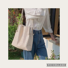 Woven ivory shoulder bag